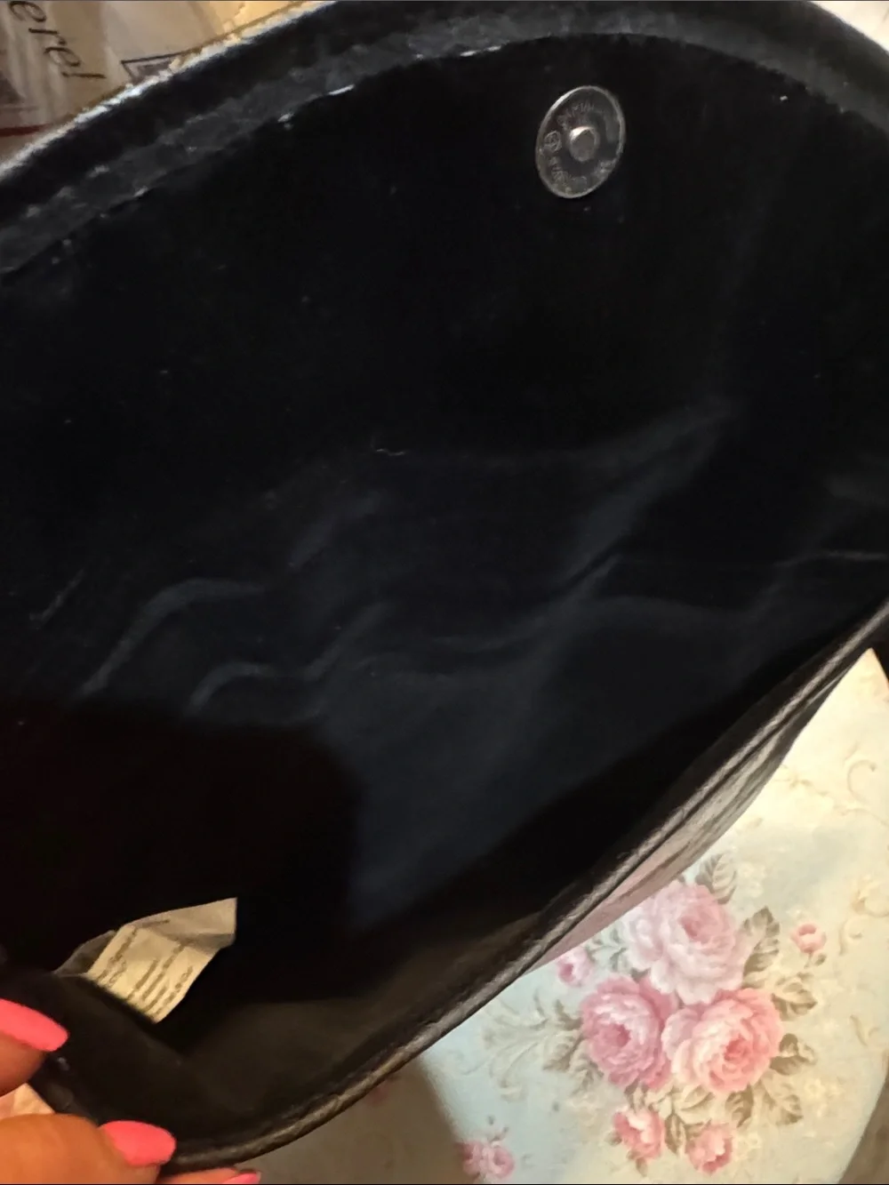 Black Faux-Snake Envelope Clutch with velvet lining